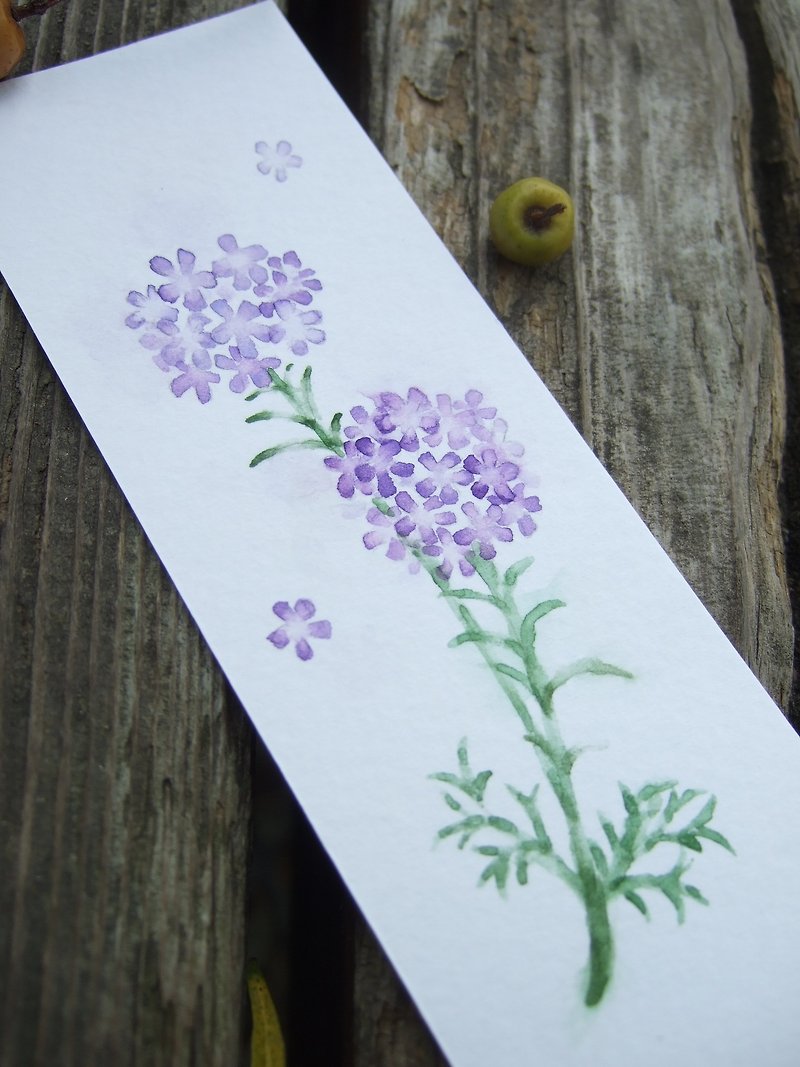 Verbena - hand-painted watercolor bookmark (original work) - การ์ด/โปสการ์ด - กระดาษ สีม่วง