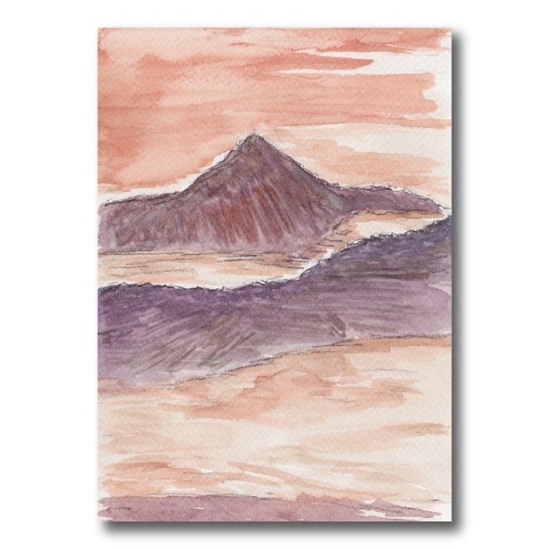 [Taiwan] alpine sunset Central Range Point - hand-painted postcards - การ์ด/โปสการ์ด - กระดาษ สีส้ม