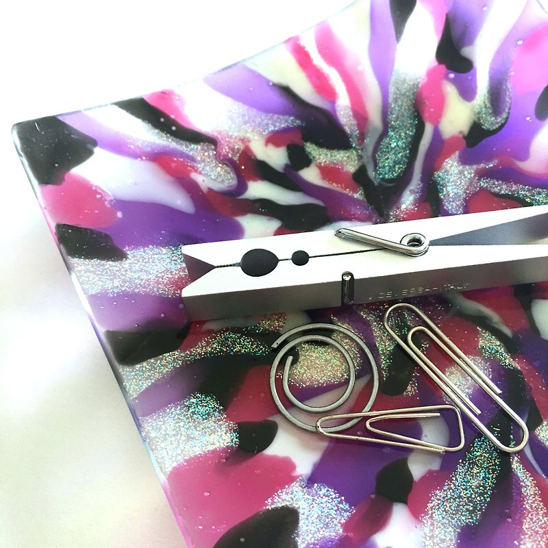 Swirls Purple Modern Art Glass Jewellery Dish・Personalised Gifts for Her - จานเล็ก - แก้ว สึชมพู