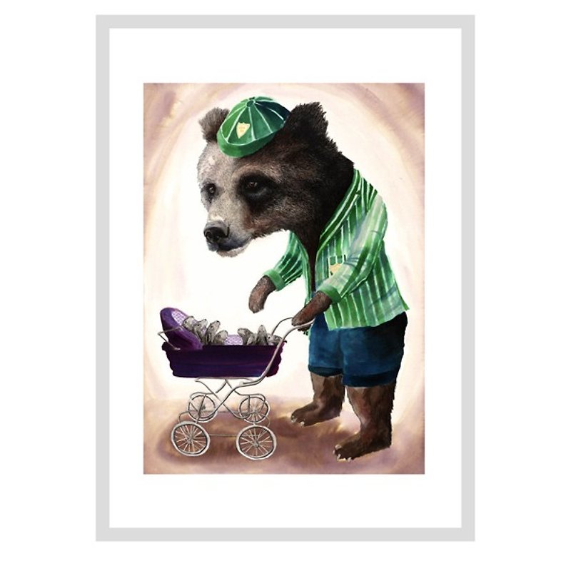 Baby sitting Bear design poster | Jimbobart - โปสเตอร์ - กระดาษ หลากหลายสี
