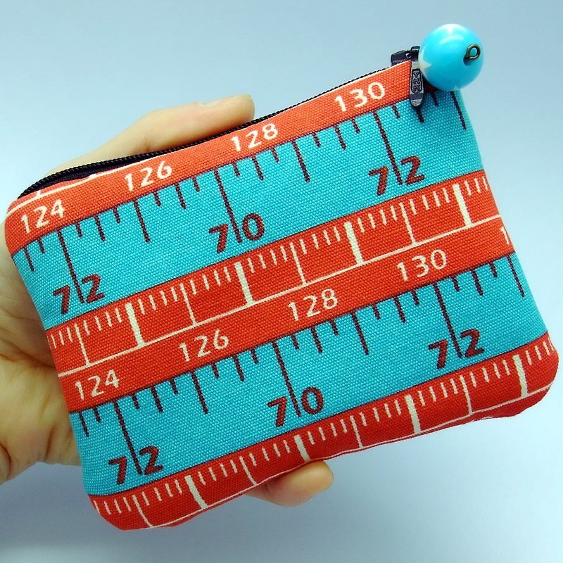 Zipper pouch / coin purse (padded) (ZS-7) - กระเป๋าใส่เหรียญ - ผ้าฝ้าย/ผ้าลินิน สีน้ำเงิน
