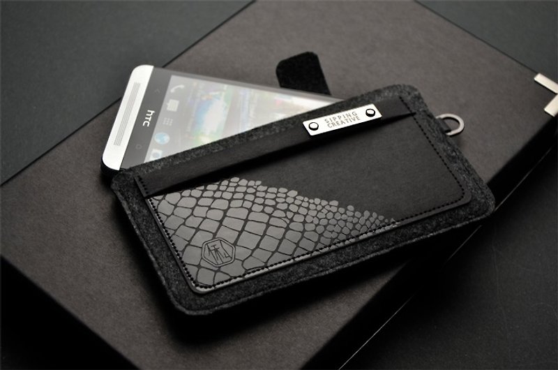 HTC M7保護套/ 鱷魚紋 - 手機殼/手機套 - 其他材質 黑色