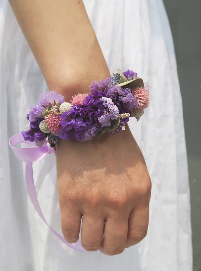 I Wedding collection I romantic waltz_bride/bridalmaid dry wrist flower_wedding/wedding photography (customizable) - ช่อดอกไม้แห้ง - พืช/ดอกไม้ สึชมพู