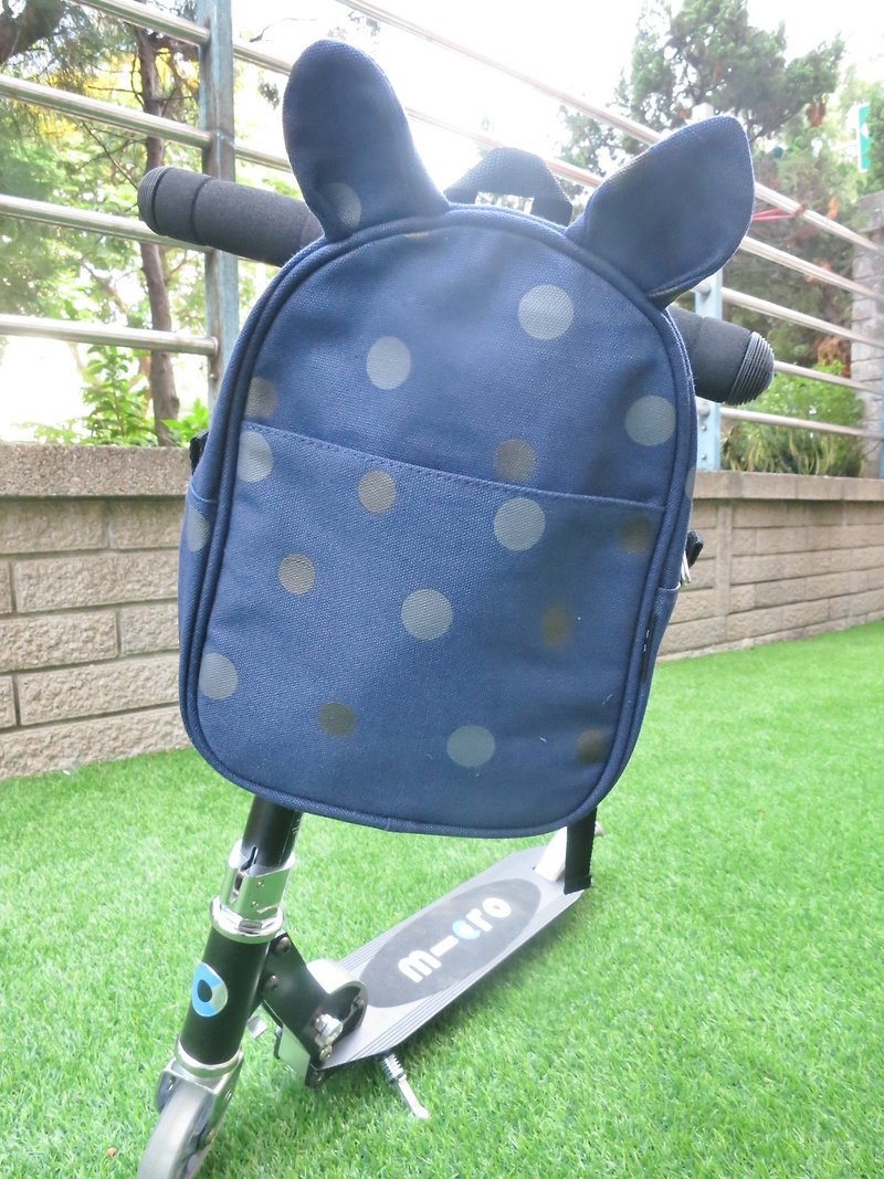 TiDi blue bunny ears two-color dot backpack - Bibs - Cotton & Hemp Blue