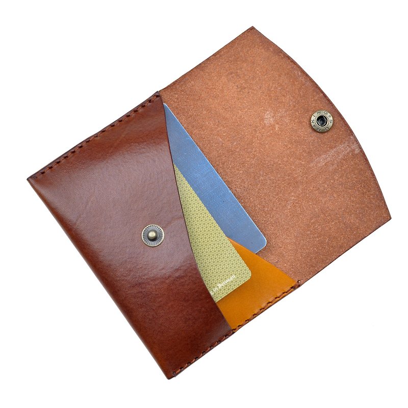 [DOZI handmade leather business card holder] modeling, two-dimensional micro-grid design, production of leather is dyed, free color - Card Holders & Cases - Genuine Leather Brown