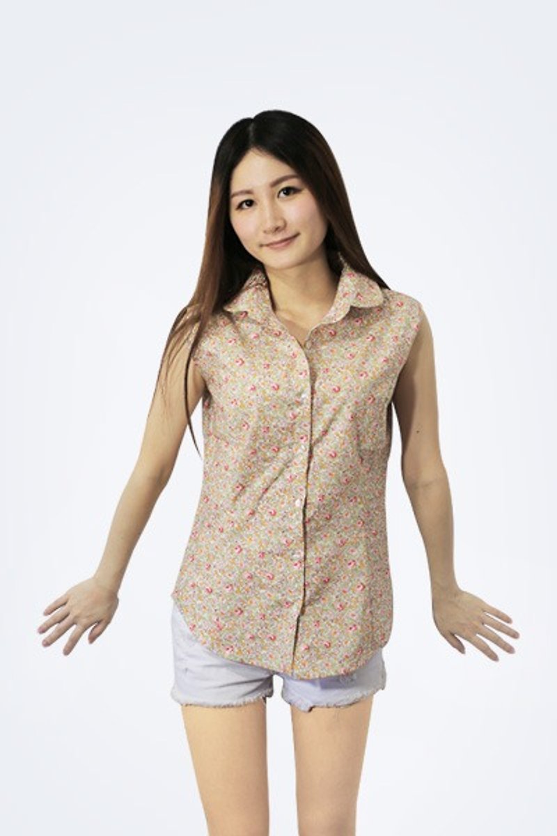 Flourish shirt (玫瑰) - 恤衫 - 棉．麻 白色