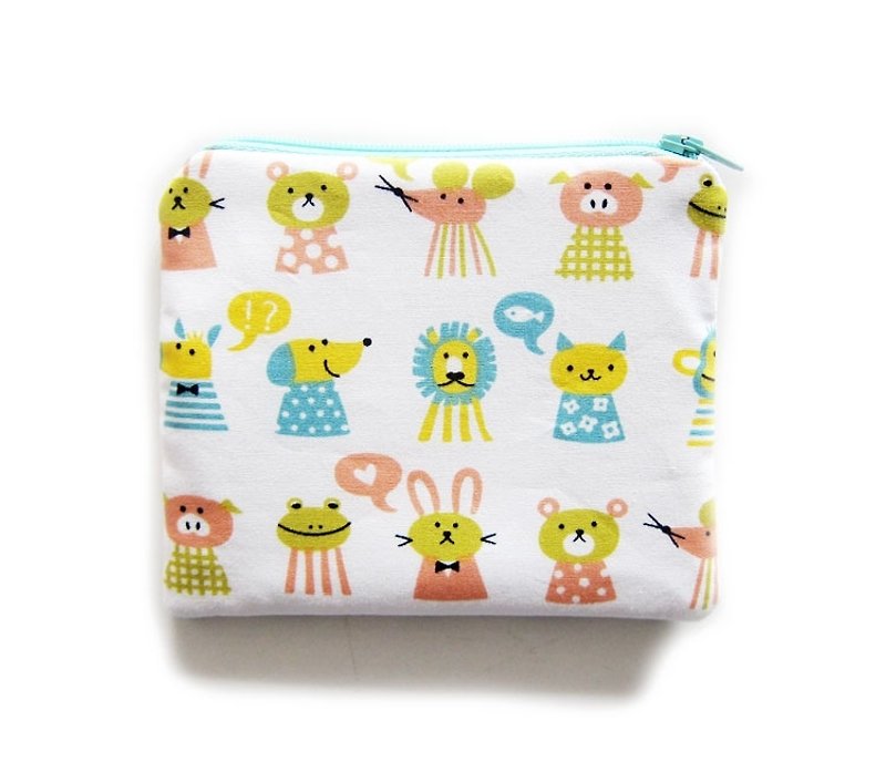 Zipper bag / purse / mobile phone sets of animals lined up - Coin Purses - Other Materials Multicolor