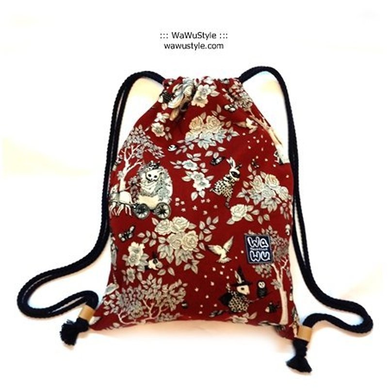 WaWu beam port Backpack / A4 pouch (Alice (red) Junction gauze * Limited - Drawstring Bags - Other Materials Red