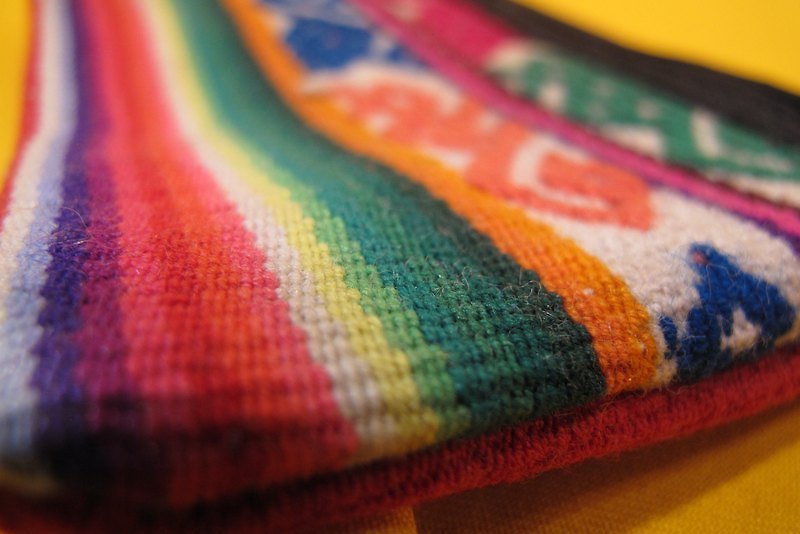 羊駝織布拼接多彩織布長方包-綠 - 其他 - 其他材質 多色