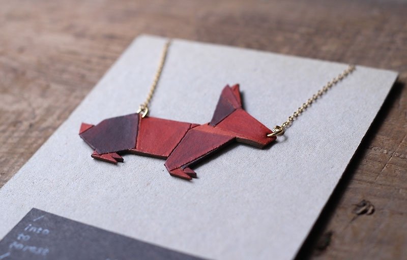 2D forest friends ☼ leather necklace - Necklaces - Genuine Leather Red