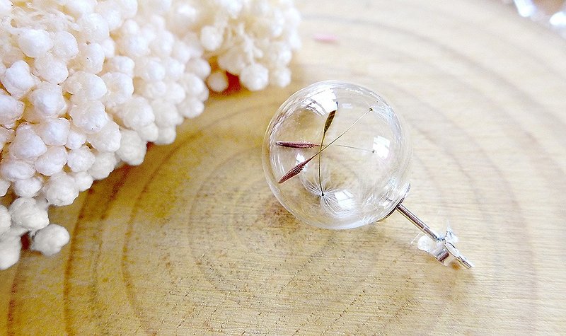 Sterling silver earrings [dandelion] -XIAO ◆ Favorite Season Series auricular ear hook special Valentine&#39;s Day gift handmade glass