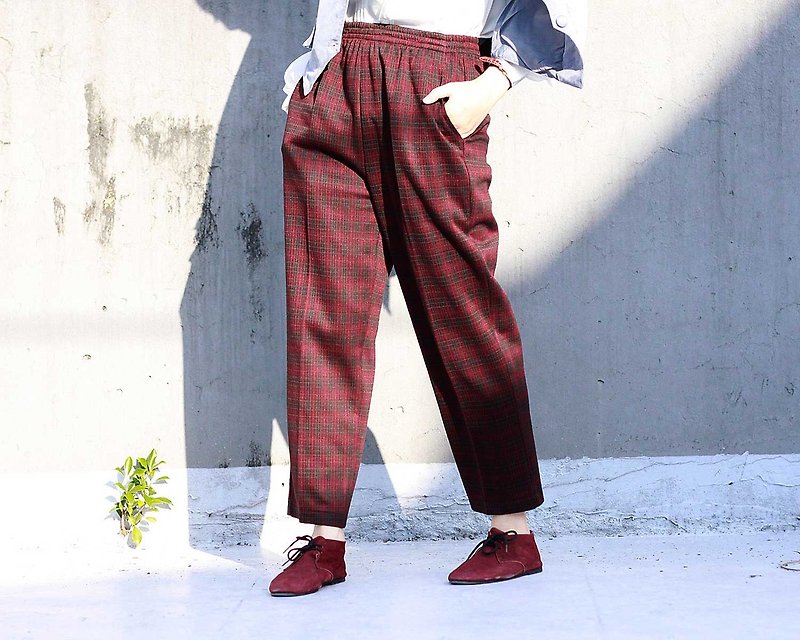 AB褲--格子【14110401】 - Women's Pants - Cotton & Hemp Multicolor