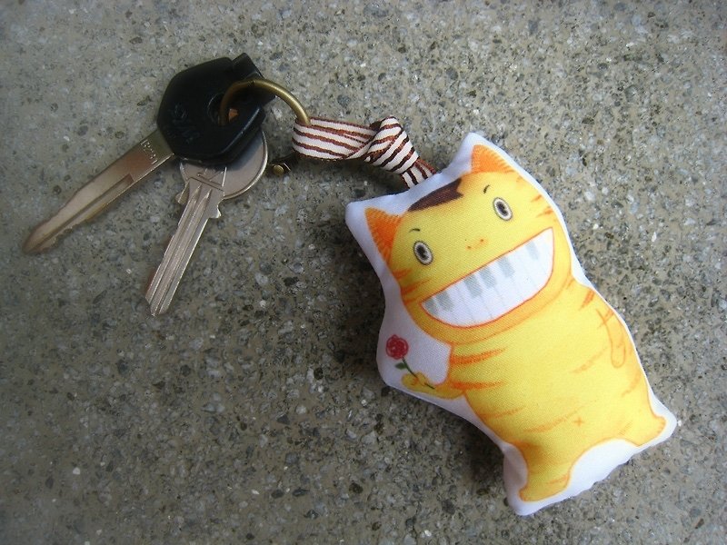 嘻哈貓鑰匙圈/吊飾 - 鑰匙圈/鑰匙包 - 其他材質 黃色