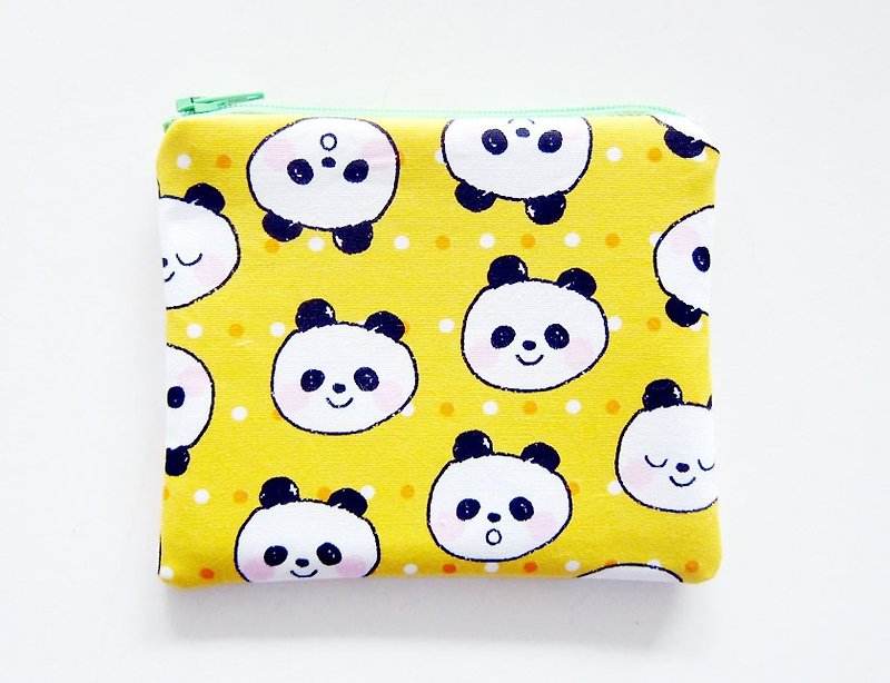 Zipper bag / purse / mobile phone sets little panda yellow - กระเป๋าใส่เหรียญ - วัสดุอื่นๆ สีเหลือง
