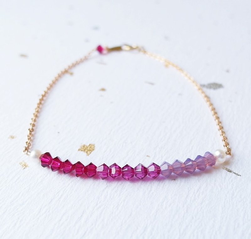 | Touch of moonlight | Christmas Limited models fine crystal pearl chain bracelet 14k gold - Bracelets - Gemstone Purple