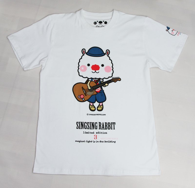 星星兔Sing Sing Rabbit3週年限量版 White Body Tee - 帽T/大學T - 棉．麻 白色