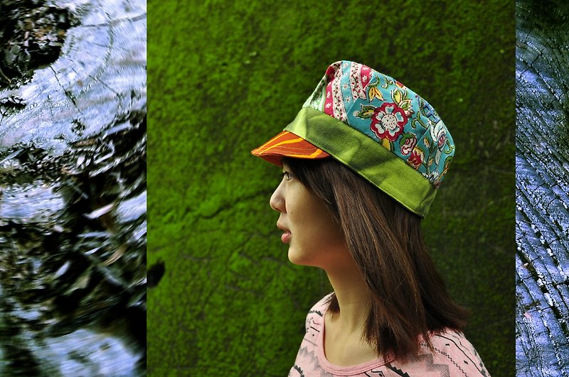 N PEACH ST 2014 Spring New Products - sided reported bonnet -Woodblock printing handmade batik woodblock printing XBatik - หมวก - วัสดุอื่นๆ สีเทา