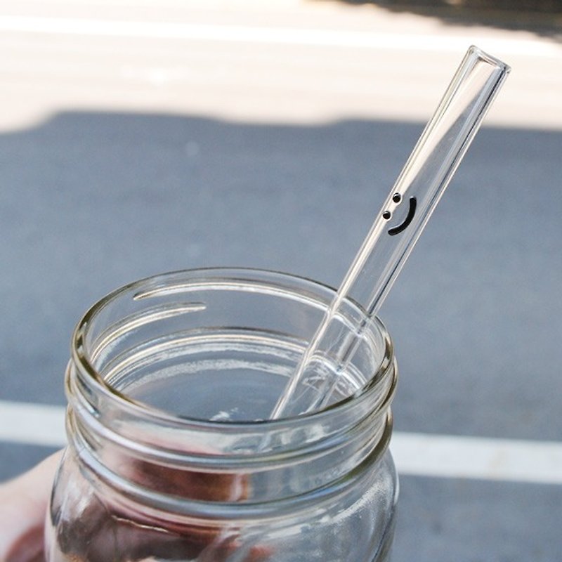 [20cm] Love the Earth green straw (diameter 1cm) Keep Smile Smile 20cm tempered glass pipette repeated use of environmentally Love the Earth (comes easily washed clean brush stick) free glass - Reusable Straws - Glass Gray
