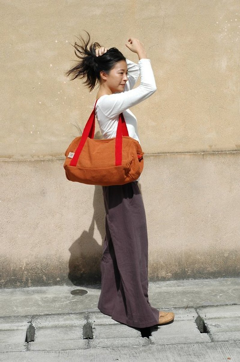 純棉手織包-great bags for light travel-咖啡色 已售完 - ショルダーバッグ - コットン・麻 ブラウン