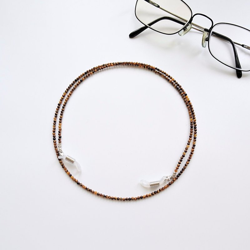 Tigers Eye Beaded Eyeglasses Holder Chain - Gift for Mom & Dad - สร้อยคอ - เครื่องประดับพลอย สีนำ้ตาล