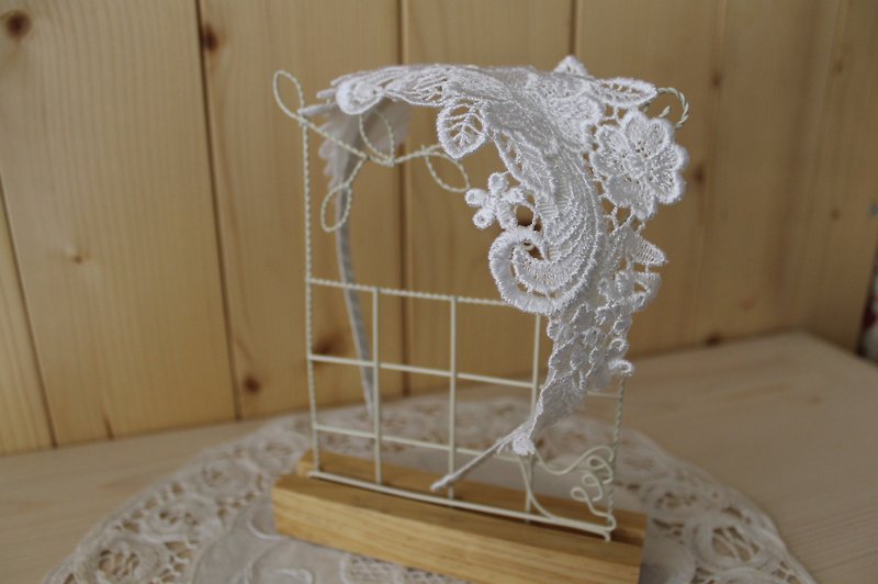oleta hand made jewelry - lace flower petal flower vine forest department headband * * soft line - เครื่องประดับผม - ผ้าฝ้าย/ผ้าลินิน ขาว