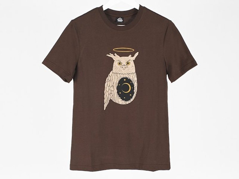 Moon and stars Owl Owl Hand boys - เสื้อยืดผู้ชาย - ผ้าฝ้าย/ผ้าลินิน 