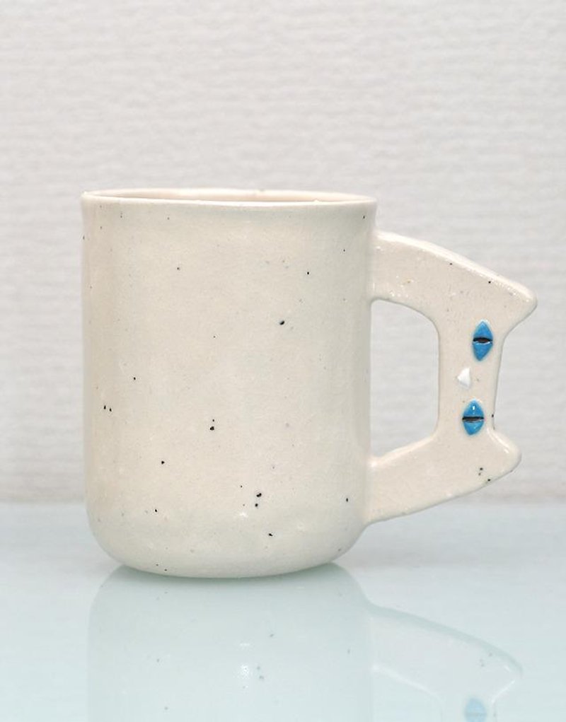 Cat mug simple-style mug cat motif - Mugs - Other Materials White