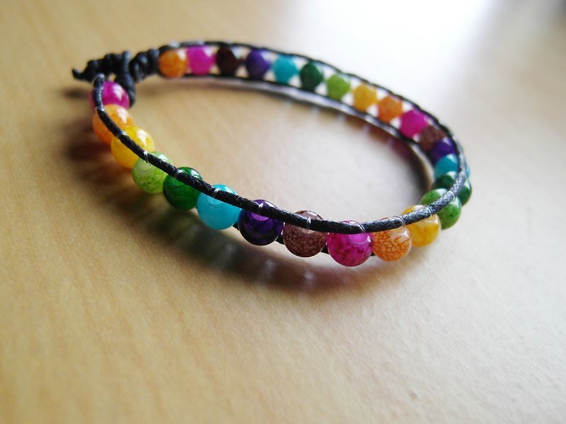Turn colorful neon / beaded hand-woven bracelet - Bracelets - Other Materials Multicolor