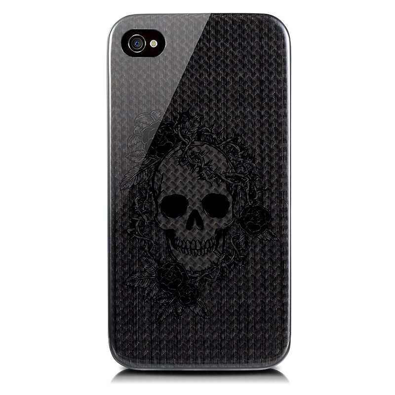 monCarbone 【Art Collection】 iPhone 4/4S 圖騰款碳纖維保護殼(骷髏頭) - 手機殼/手機套 - 其他材質 黑色