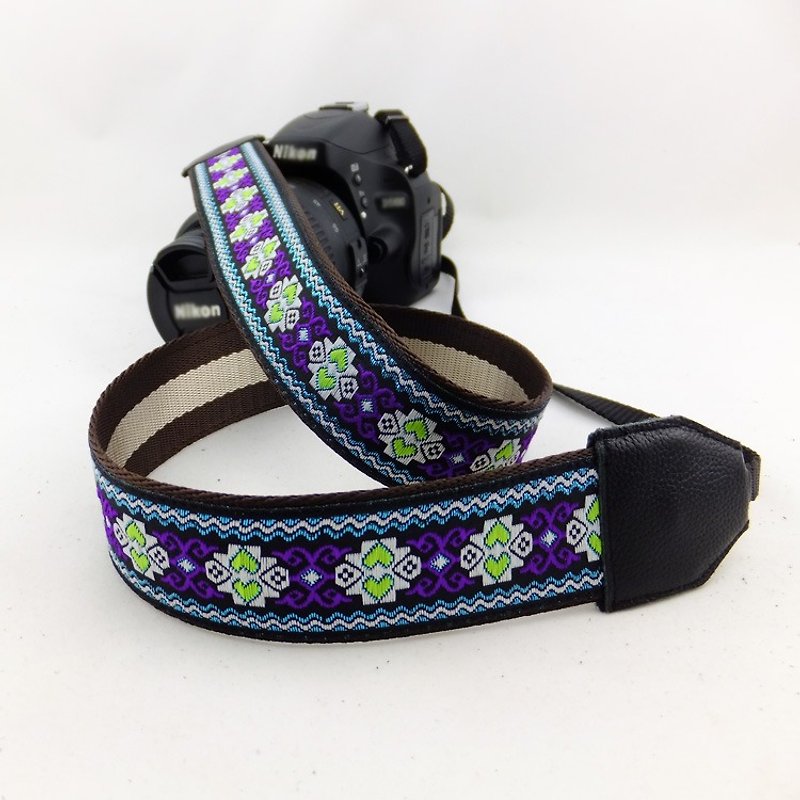 Camera strap can print personalized custom leather stitching national wind embroidery pattern 052 - Camera Straps & Stands - Paper Blue
