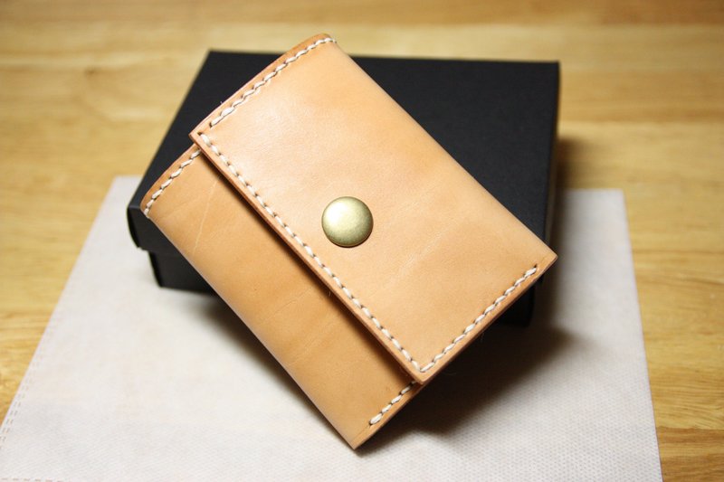 Tianyue Handmade Leather Goods Cowhide Handmade Simple Three-fold Wallet Card Holder Free Engraving - กระเป๋าสตางค์ - หนังแท้ 