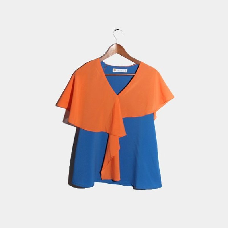 │moderato│歐美風格不對稱撞色拼接雪紡上衣/個性女孩.俏皮女孩 - Women's Vests - Other Materials Orange