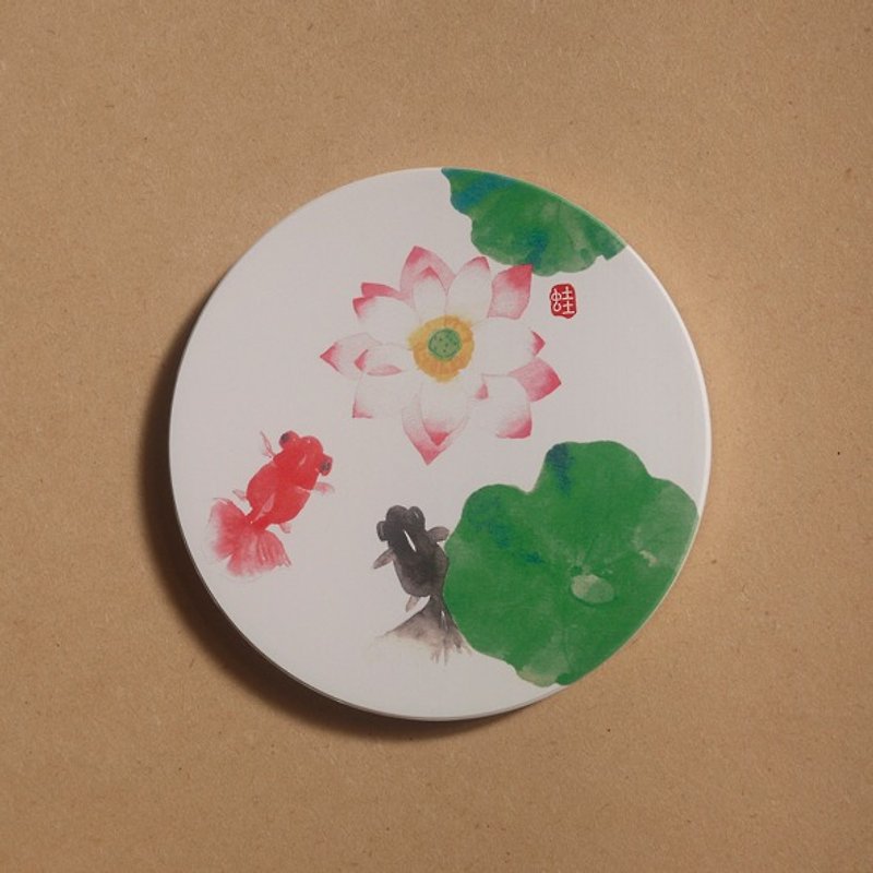 Watercolor goldfish Yingge Ceramics absorbent coaster - Coasters - Other Materials Multicolor
