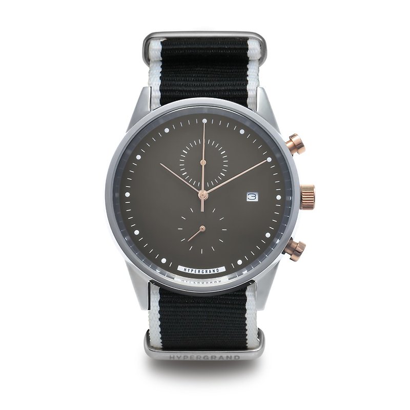 HYPERGRAND  - マーベリッククロノコールドスチールクロノグラフ - ブラックツイル腕時計付きブラックダイヤル - 腕時計 - その他の素材 ブラック
