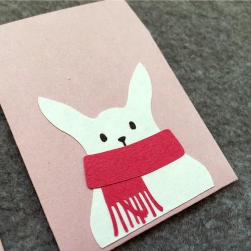 Bear and rabbit small envelopes into two groups (winter pink)