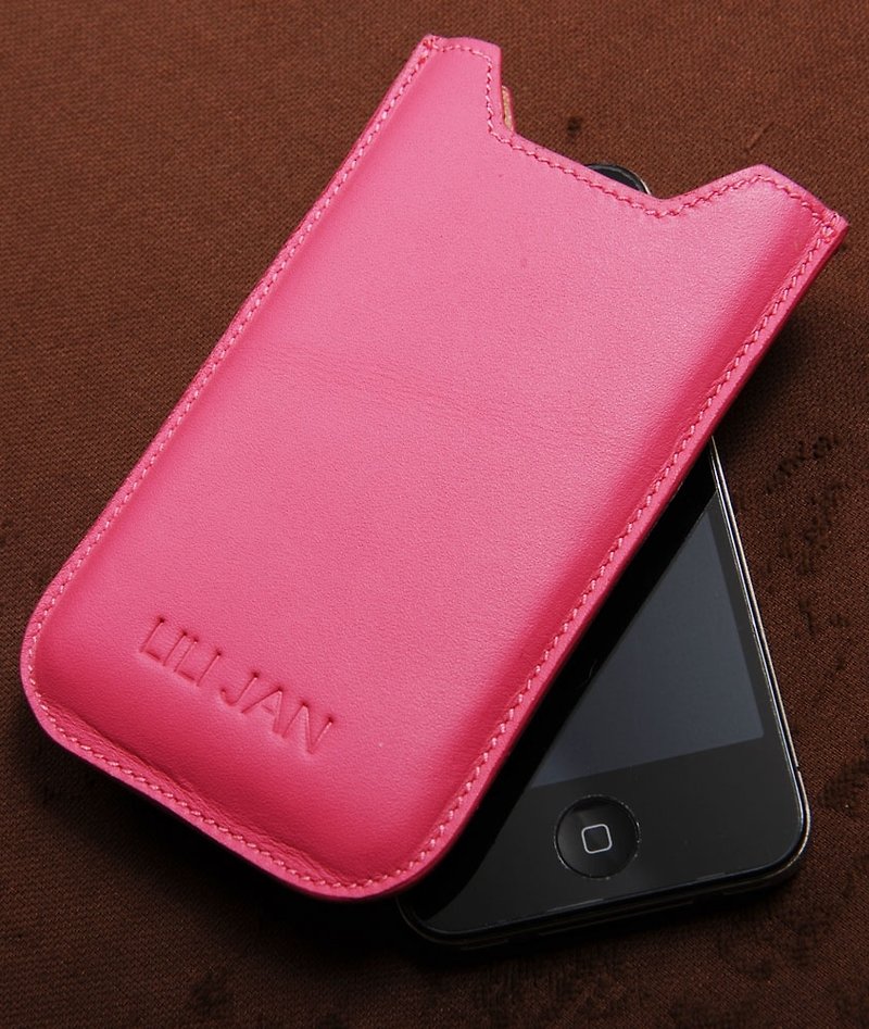 iPhone4全真皮手機套_桃紅 - Other - Genuine Leather Red