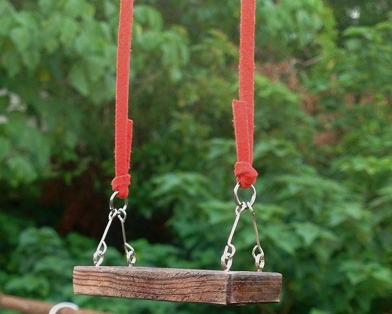 ∞Tongwan三部作のネックレス - スイング、スイング。木製の手作り - ネックレス - 木製 ブラウン