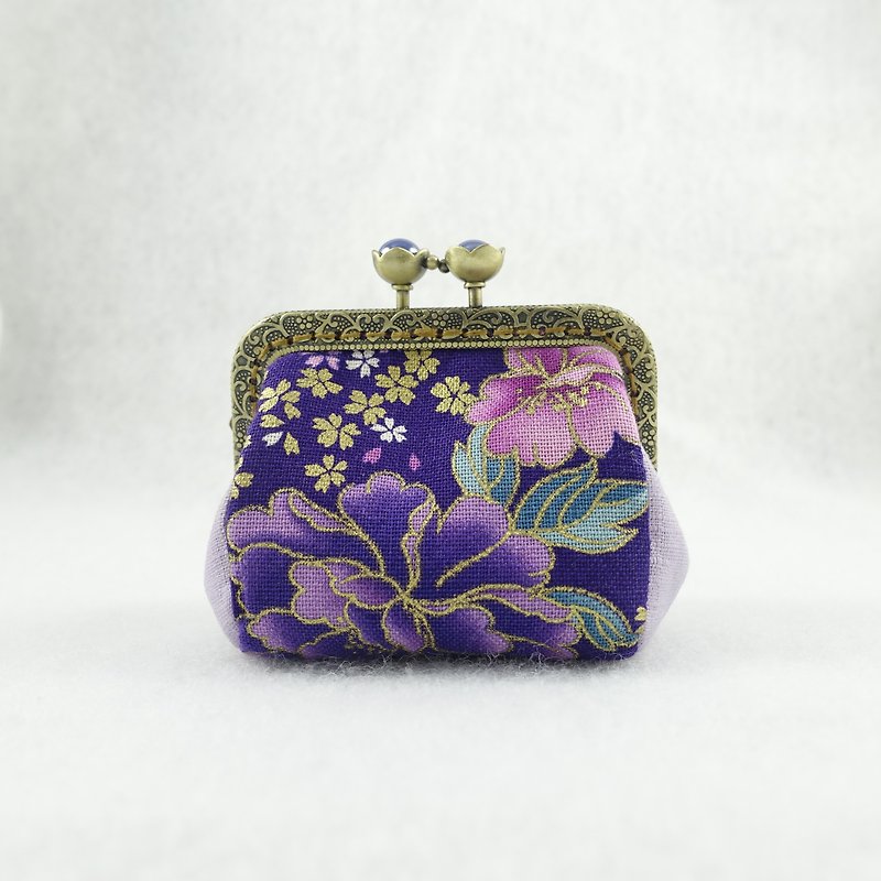 富貴牡丹 口金包 零錢包 - 散紙包 - 其他材質 紫色