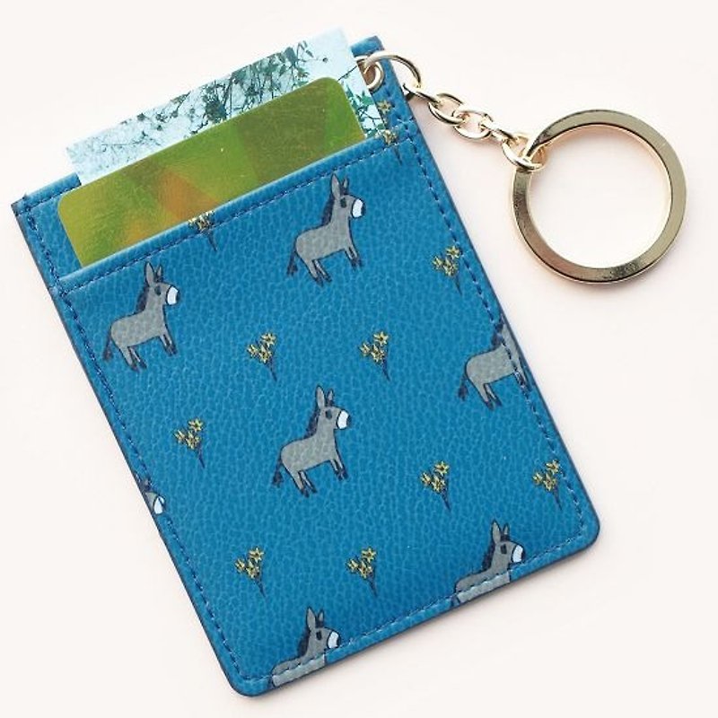 Dessin X Livework-JAM JAM forest ticket clip key ring leather - gray donkey, LWK93222 - ที่ใส่บัตรคล้องคอ - หนังแท้ สีน้ำเงิน