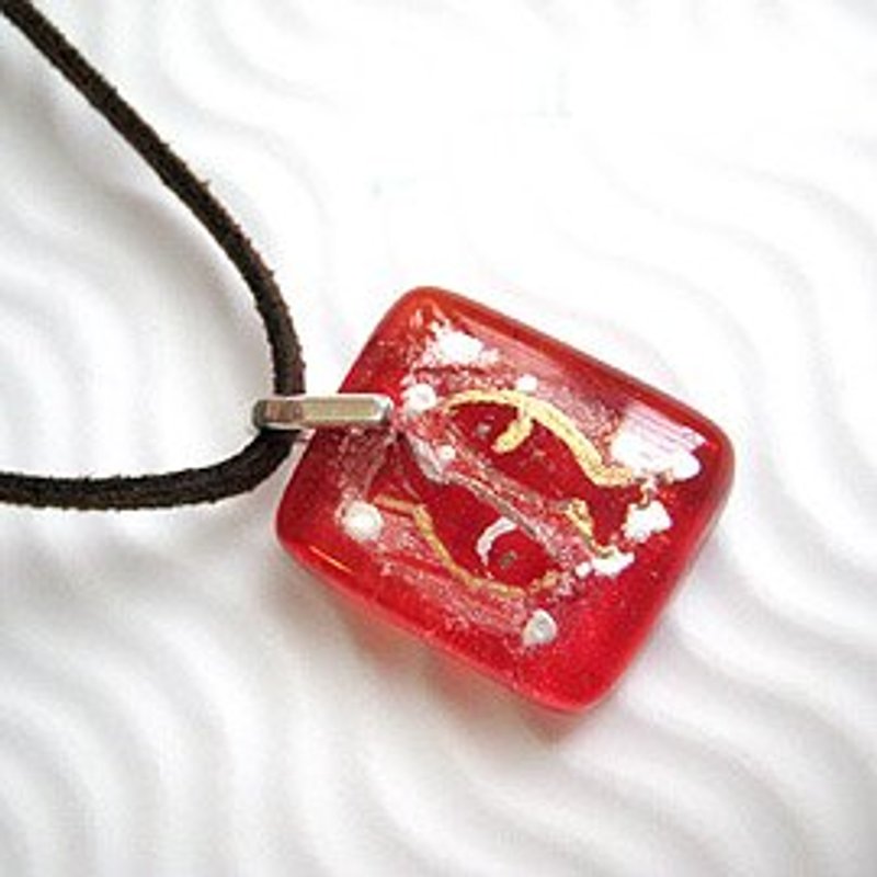 Pisces Stained glass necklace (red) - สร้อยคอ - แก้ว สีแดง