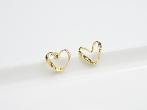 Cpercent 手工飾品 Endless Love | 可改夾式 K金耳環 愛心 簡約 情人節禮物