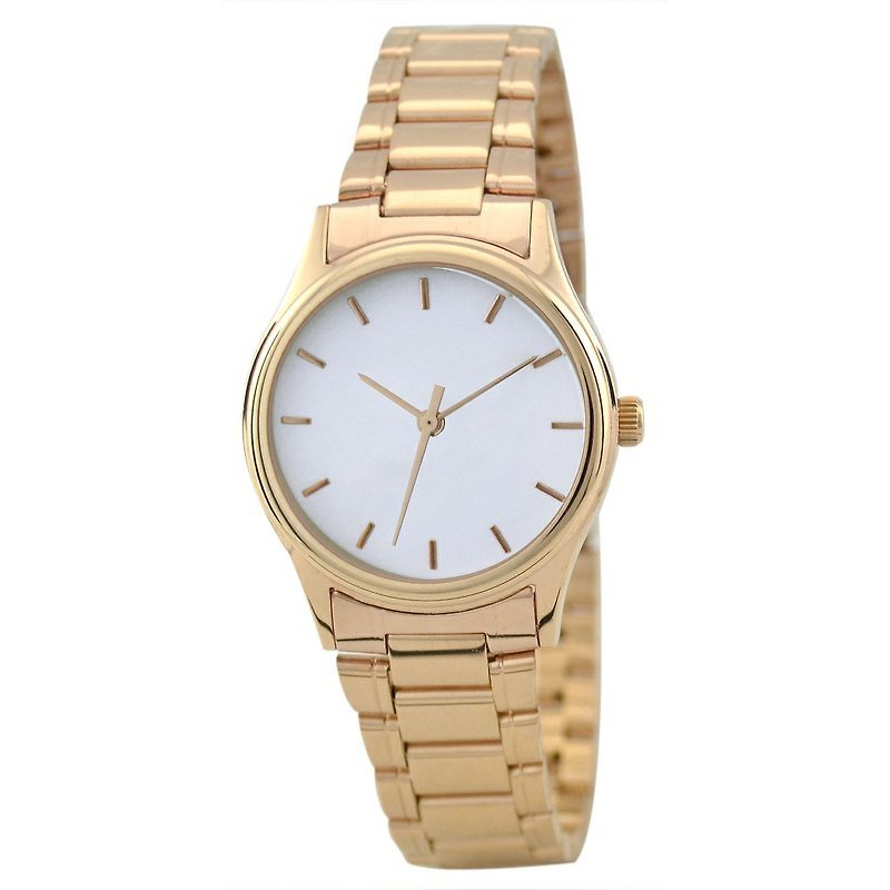 Ladies Rose Gold White with metal band - Women's Watches - Other Metals White
