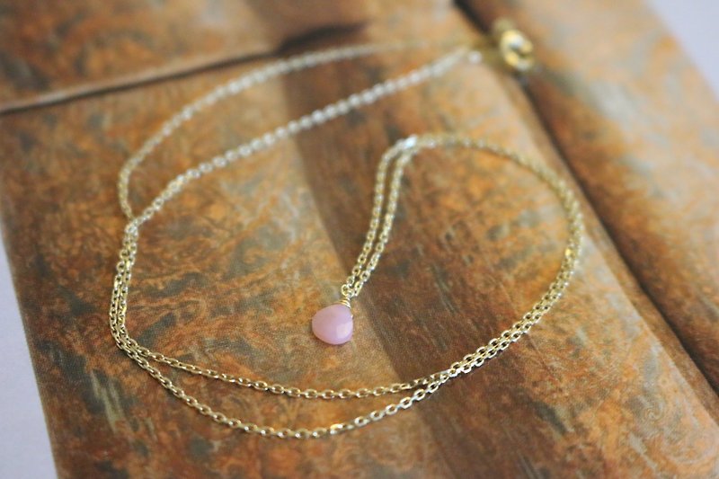 <☞ HAND IN HAND ☜> Opal - Golden Fleece necklace (0469) - Necklaces - Gemstone Pink