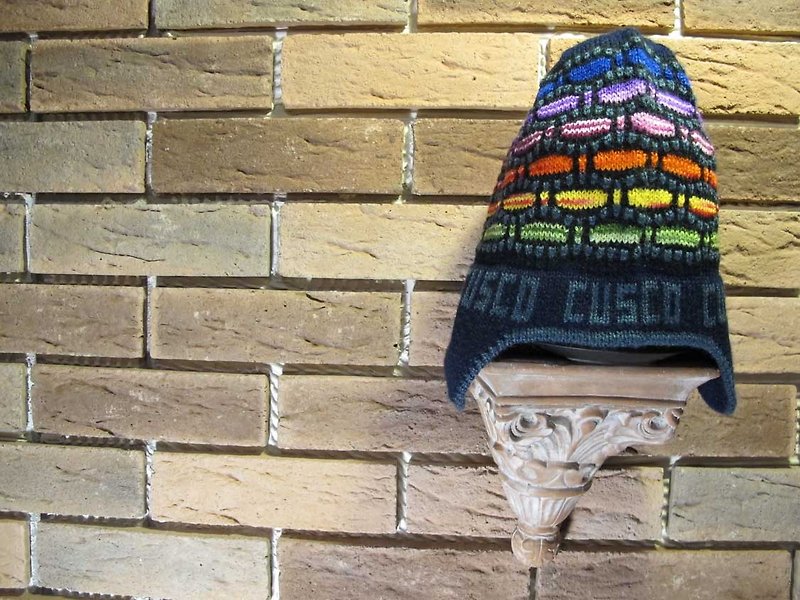 Cusco style wool hat-dark blue - Hats & Caps - Other Materials Blue