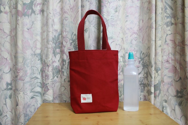 Tote bag running around (long version) (small, S-size) - กระเป๋าถือ - ผ้าฝ้าย/ผ้าลินิน สีแดง