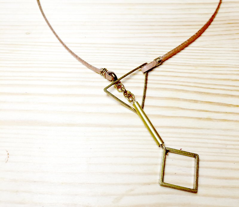 Geometry (necklace) - Necklaces - Genuine Leather Brown