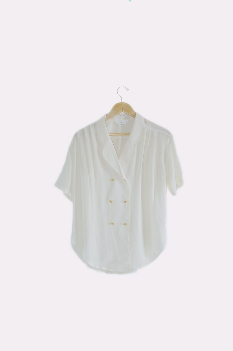 ただ、ピルと猫♫〜黄金のヴィンテージダブルブレストシャツ - シャツ・ブラウス - その他の素材 ホワイト