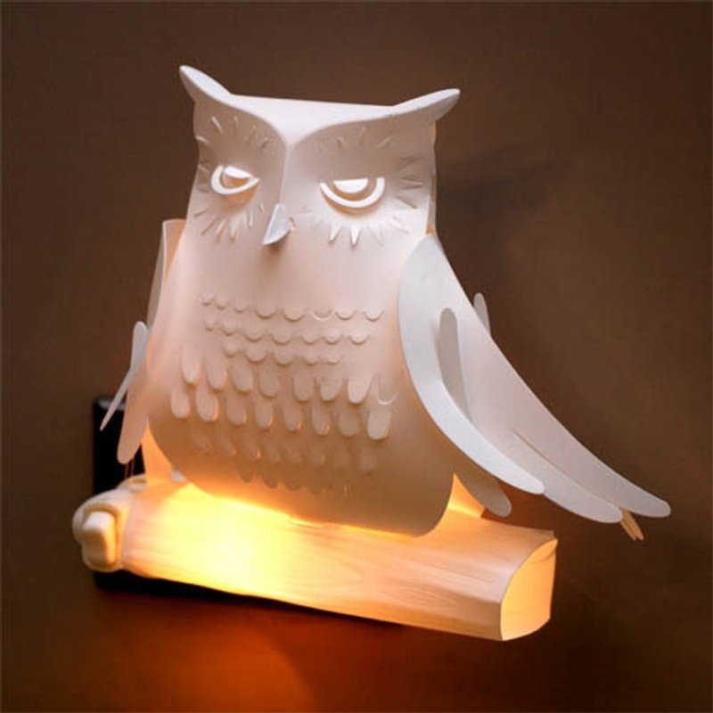 蘭嶼角鴞燈罩(小夜燈)  台灣保育類動物系列 Formosan Scops Owl Lampshade - 燈具/燈飾 - 塑膠 白色