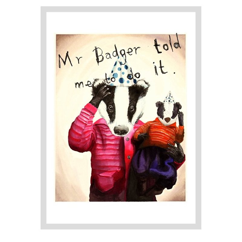 Mr Badger design poster | Jimbobart - โปสเตอร์ - กระดาษ หลากหลายสี