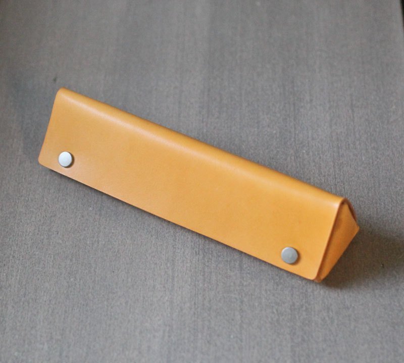 Yellow Leather Pencil Case/Pen Pouch/Glasses Case holder - Pencil Cases - Genuine Leather Khaki